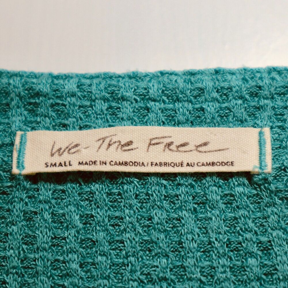 Free People Size S Oversize North Shore Thermal Tunic Shirt Aqua Green - Picture 11 of 12